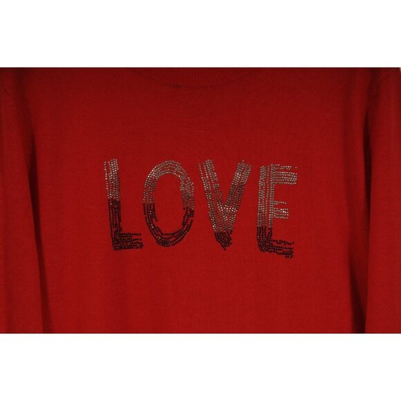 Zadig & Voltaire Womens Love Sweater Medium Red Wool Pullover Logo Sleeve - Picture 3 of 9